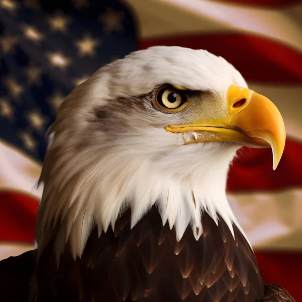 American Bald Eagle - symbol of america -with flag. United States of America patriotic symbols