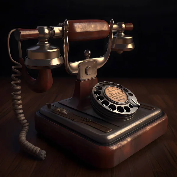 Old Phone Isometric View with Rotary Dial
