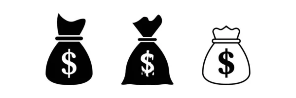 Εικονίδια Τσάντα Χρήματα Συλλογή Διάνυσμα Σύμβολο Εικονίδια Γραμμής Χρημάτων Υψηλής — Διανυσματικό Αρχείο