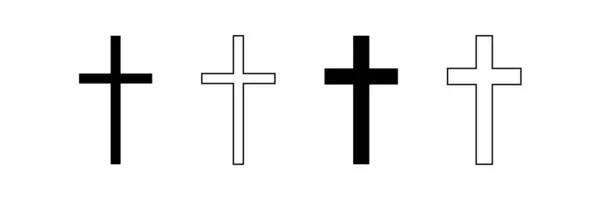 Cruz Cristiana Colección Iconos Negros Sobre Fondo Blanco Varias Cruces — Vector de stock