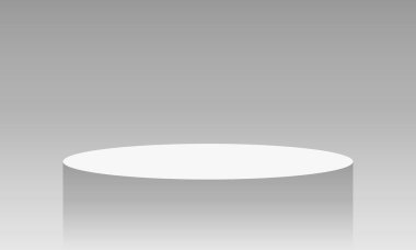 Sahne sütunu beyaz boş podyum çizimi. Gri podyum, sunum platformu.