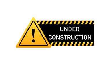 İnşaat işaretiyle. Ünlem işareti. Sarı üçgen çerçeve ilüstrasyonu.