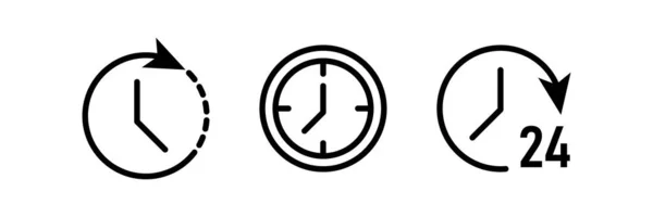 Коллекция Иконок Векторных Линий Времени Часов — стоковый вектор
