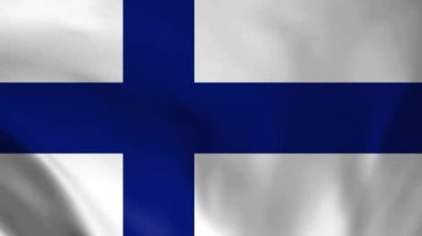 Finlandiya Ulusal Bayrağı. Finlandiya bayrağının 4K kusursuz döngü animasyonu. Gerçekçi bayrak video canlandırması