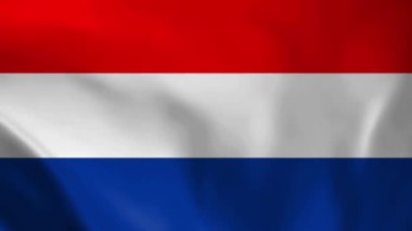 Hollanda Ulusal Bayrağı. Hollanda bayrağının 4K kusursuz döngü animasyonu. Gerçekçi bayrak video canlandırması