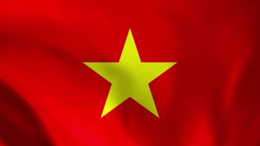 Vietnam Ulusal Bayrağı. Vietnam bayrağının 4K kusursuz döngü animasyonu. Gerçekçi bayrak video canlandırması