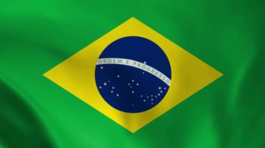 Brezilya Ulusal Bayrağı. Brezilya bayrağının 4K kusursuz döngü animasyonu. Gerçekçi bayrak video canlandırması.