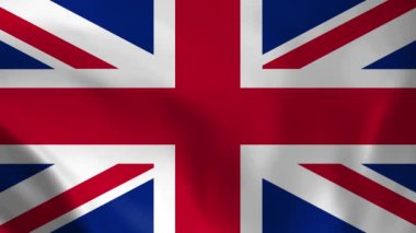 İngiliz Ulusal Bayrağı. Birleşik Krallık bayrağının 4K kusursuz döngü animasyonu. Gerçekçi bayrak video canlandırması.