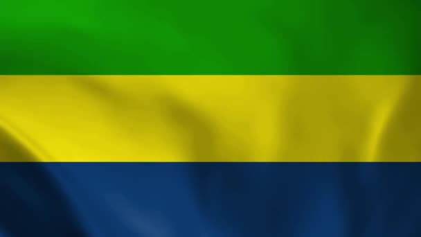 Государственный Флаг Габона Плавная Анимация Габонского Флага Реалистическая Анимация Флага — стоковое видео