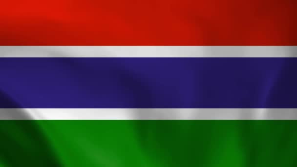 Gambia National Flag Seamless Loop Animation Gambia Flag Realystic Flag — Stock Video