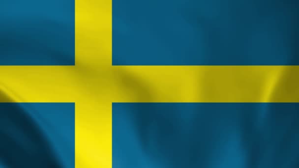 Zweden Nationale Vlag Naadloze Lus Animatie Van Zweedse Vlag Realystische — Stockvideo
