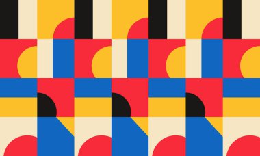 Bauhaus stil ilüstrasyonunda soyut vektör geometrik desen tasarımı.