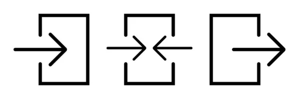 Набор Значков Линии Входа Выхода Илюстрация Значка Входной Линии Символ — стоковый вектор