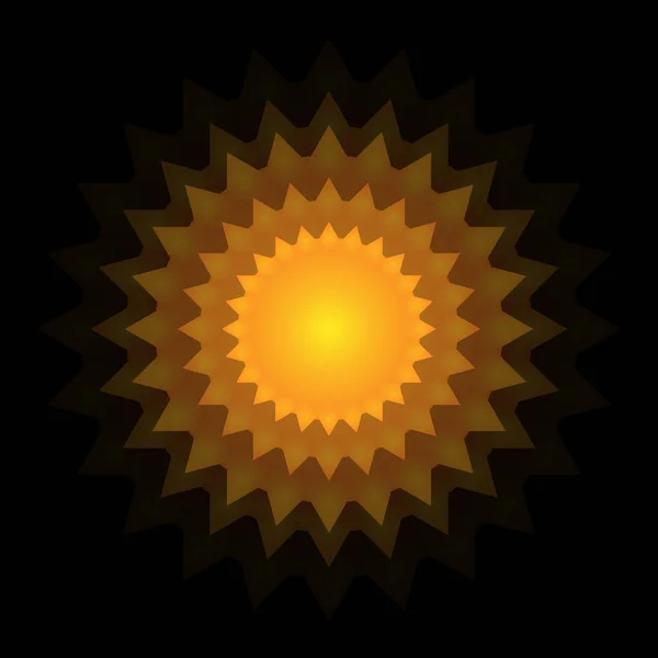 Яркое Солнце Светит Лучами Векторная Иллюстрация Светится Прозрачном Фоне Вспышка — стоковый вектор
