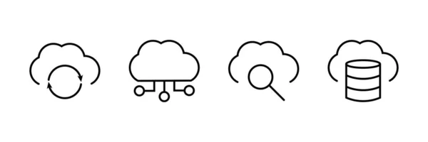 Bulut Hesaplama Vektörleri Bilgisayar Bulutu Bulut Sahipliği Ilgili Çizgi Simgeleri — Stok Vektör