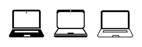 Laptop Aislado Icono Cuaderno Contorno Vector Iconos Colección — Vector de stock