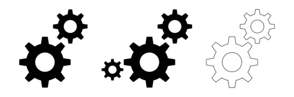 Collection Icônes Paramètres Engrenages Noirs Fonctions Symbole Vecteur — Image vectorielle