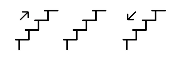 Coleção Ícones Linha Escadaria Escadas Para Cima Para Baixo Ilustração — Vetor de Stock