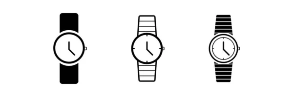 Vektör Kol Saati Ikonları Koleksiyonu Ilüstrasyonu Kol Saati Logosu Beyaz — Stok Vektör