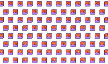 Beyaz arkaplanda resim simgeleri deseni. Vektör İllüstrasyonu