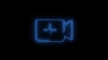 Blue Parlayan Video Görüntüleri Yeni Video Neon simgesi Ekle. Siyah arkaplan üzerindeki Neon Çizgileri soyut döngüsü. Gelecekçi lazer geçmişi. Kusursuz döngü. 4k video