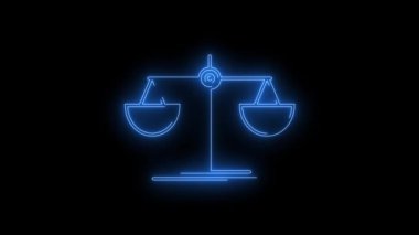 Mavi Işıldayan Denge 'nin ya da neon ikonunun video görüntüleri. Siyah arkaplan üzerindeki Neon Çizgileri soyut döngüsü. Gelecekçi lazer geçmişi. Kusursuz döngü. 4k video