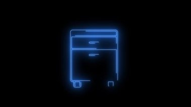 Işıldayan banyo çekmecesinin video görüntüleri. Siyah arkaplan üzerindeki Neon Çizgileri soyut döngüsü. Gelecekçi lazer geçmişi. Kusursuz döngü. 4k video