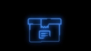 Parlayan Hediye Kutusu simgesinin video görüntüleri. Siyah arkaplan üzerindeki Neon Çizgileri soyut döngüsü. Gelecekçi lazer geçmişi. Kusursuz döngü. 4k video