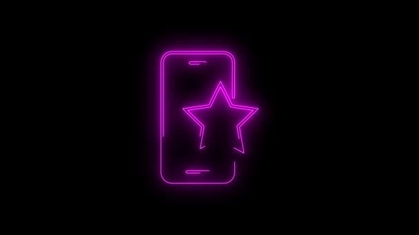 Video Pink Incandescente Recensione App Feedback Degli Utenti Icona Neon — Video Stock
