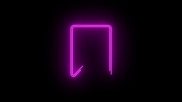 Vidéo Pink Glowing Bookmark Neon Icon Looped Neon Lines Abstrait — Video