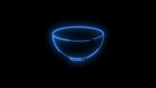 Nagranie Wideo Neonowej Ikony Blue Flowing Bowl Pętla Neon Lines — Wideo stockowe
