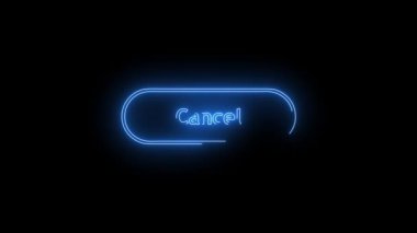 Mavi Parlayan İptal ikonunun video görüntüleri. Siyah arkaplan üzerindeki Neon Çizgileri soyut döngüsü. Gelecekçi lazer geçmişi. Kusursuz döngü. 4k video