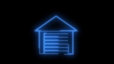 Parlayan Araba Garajı ikonunun video görüntüleri. Siyah arkaplan üzerindeki Neon Çizgileri soyut döngüsü. Gelecekçi lazer geçmişi. Kusursuz döngü. 4k video