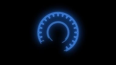 Parlayan Araba Lastiği ikonunun video görüntüleri. Siyah arkaplan üzerindeki Neon Çizgileri soyut döngüsü. Gelecekçi lazer geçmişi. Kusursuz döngü. 4k video