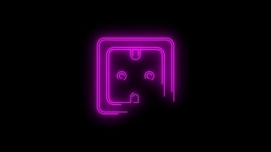 Pembe Parlayan Elektrik Soketi 'nin video görüntüleri, Plug neon ikonu. Siyah arkaplanda Neon çizgileri soyut. Laser Pictogram animasyonu. Kusursuz döngü. 4k video