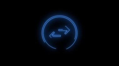Mavi Işıldayan Oku Neon ikonunun video görüntüleri. Siyah arkaplan üzerindeki Neon Çizgileri soyut döngüsü. Gelecekçi lazer geçmişi. Kusursuz döngü. 4k video