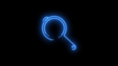 Parlayan tava ikonunun video görüntüleri. Siyah arkaplan üzerindeki Neon Çizgileri soyut döngüsü. Gelecekçi lazer geçmişi. Kusursuz döngü. 4k video