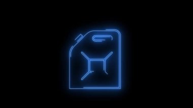 Parlayan Yakıt Kutusu ikonunun video görüntüleri. Siyah arkaplan üzerindeki Neon Çizgileri soyut döngüsü. Gelecekçi lazer geçmişi. Kusursuz döngü. 4k video