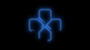 Blue Işıldayan Oyun joystick neon ikonunun video görüntüleri. Siyah arkaplan üzerindeki Neon Çizgileri soyut döngüsü. Gelecekçi lazer geçmişi. Kusursuz döngü. 4k video