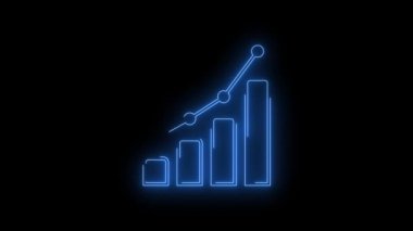 Parlayan çubuk grafik simgesinin video görüntüleri. Siyah arkaplan üzerindeki Neon Çizgileri soyut döngüsü. Gelecekçi lazer geçmişi. Kusursuz döngü. 4k video