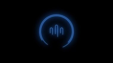 Mavi Parlayan Müzik Dalgası Neon ikonunun video görüntüleri. Siyah arkaplan üzerindeki Neon Çizgileri soyut döngüsü. Gelecekçi lazer geçmişi. Kusursuz döngü. 4k video