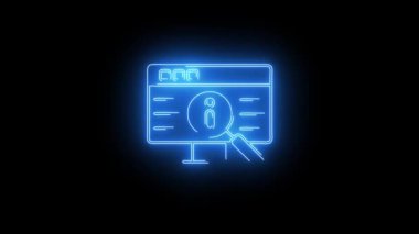 Parlak Araştırma bilgi simgesinin video görüntüleri. Siyah arkaplan üzerindeki Neon Çizgileri soyut döngüsü. Gelecekçi lazer geçmişi. Kusursuz döngü. 4k video