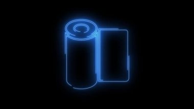 Parlayan kağıt ikonunun video görüntüleri. Siyah arkaplan üzerindeki Neon Çizgileri soyut döngüsü. Gelecekçi lazer geçmişi. Kusursuz döngü. 4k video