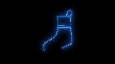 Parlayan Sock ikonunun video görüntüleri. Siyah arkaplan üzerindeki Neon Çizgileri soyut döngüsü. Gelecekçi lazer geçmişi. Kusursuz döngü. 4k video