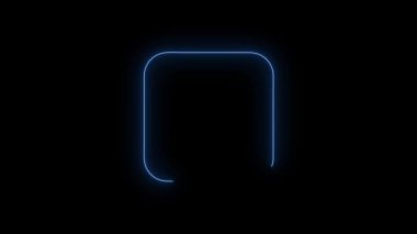 Blue Parlayan Meydan neon ikonunun video görüntüleri. Siyah arkaplan üzerindeki Neon Çizgileri soyut döngüsü. Gelecekçi lazer geçmişi. Kusursuz döngü. 4k video