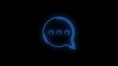Mavi Parlayan Konuşma baloncuğu ikonunun video görüntüleri. Siyah arkaplan üzerindeki Neon Çizgileri soyut döngüsü. Gelecekçi lazer geçmişi. Kusursuz döngü. 4k video