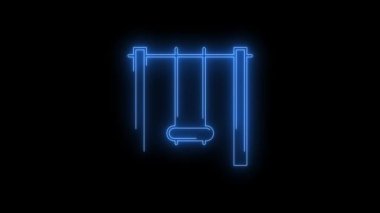 Parlayan Swing Tag simgesinin video görüntüleri. Siyah arkaplan üzerindeki Neon Çizgileri soyut döngüsü. Gelecekçi lazer geçmişi. Kusursuz döngü. 4k video