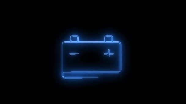 Nagranie Wideo Świecącej Ikony Akumulatora Samochodowego Pętla Neon Lines Abstrakcyjna — Wideo stockowe