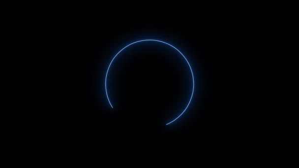 蓝色发光圆形霓虹灯图标的视频镜头 在黑色背景上抽象的环形霓虹灯线 未来的激光背景 无缝圈 4K视频 — 图库视频影像