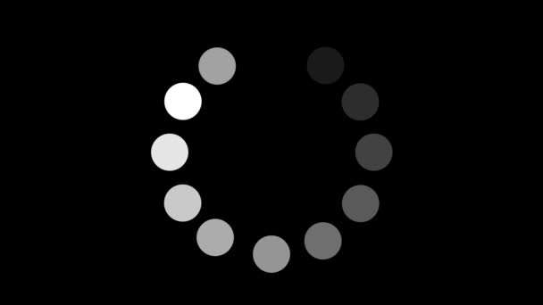 Λευκό Φόρτωση Κύκλους Animation Μαύρο Φόντο Κλιπ Κανάλι Άλφα — Αρχείο Βίντεο